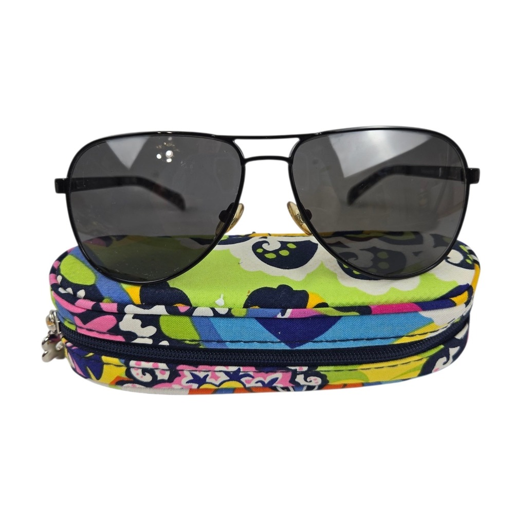 Vera Bradley Barcelona 061 Black Aviator UV400 Sunglasses w Soft Floral VB Case